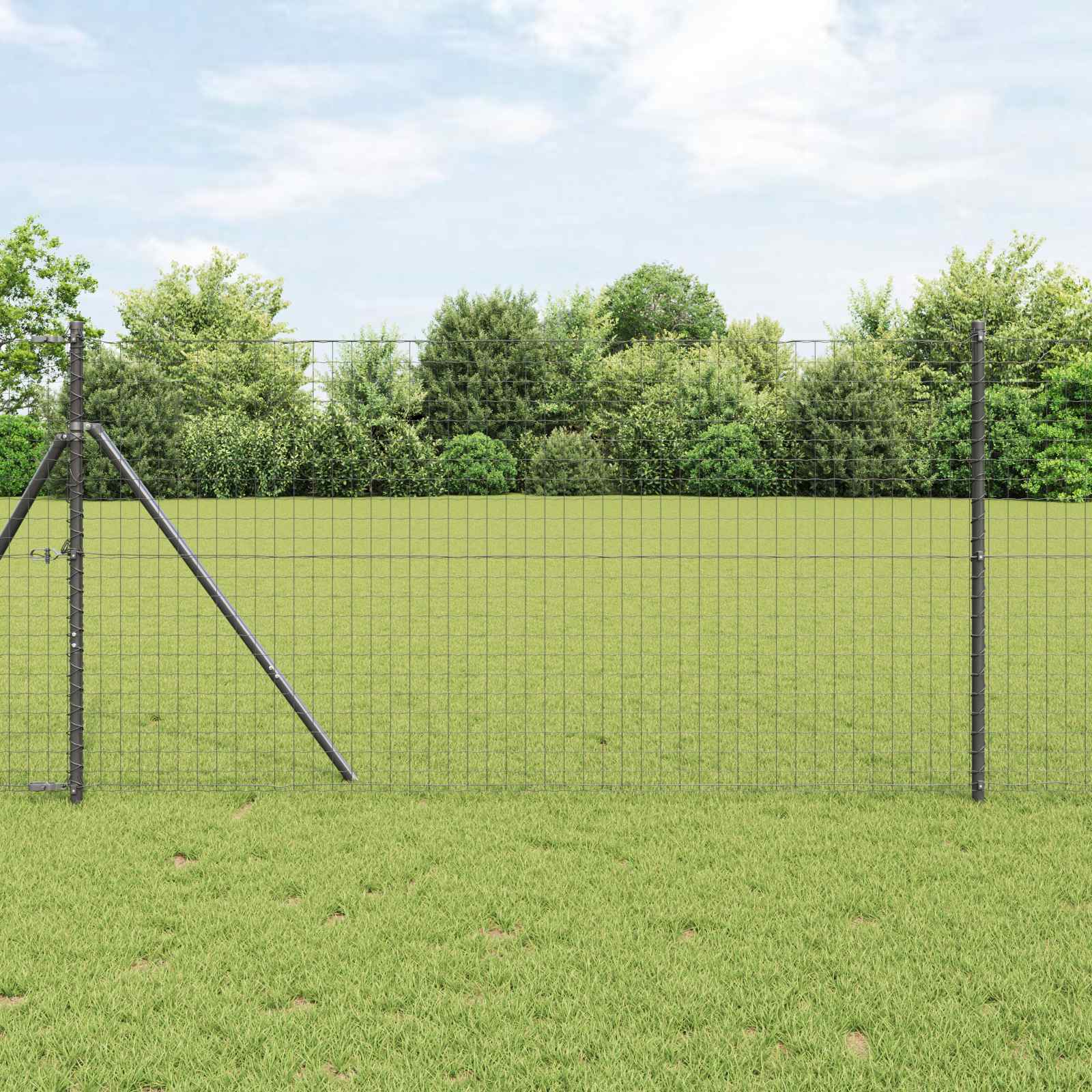 Palo per Recinzione in Acciaio Verniciato a Polvere Grigio 180 cm - Confezione 2 Pezzi