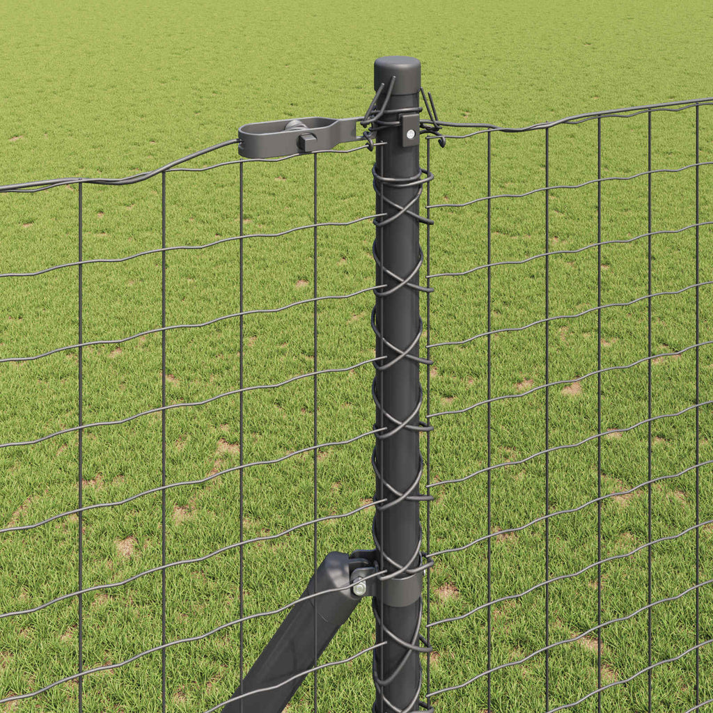 Palo della recinzione in acciaio verniciato a polvere grigio 200 cm - Set 2 pezzi