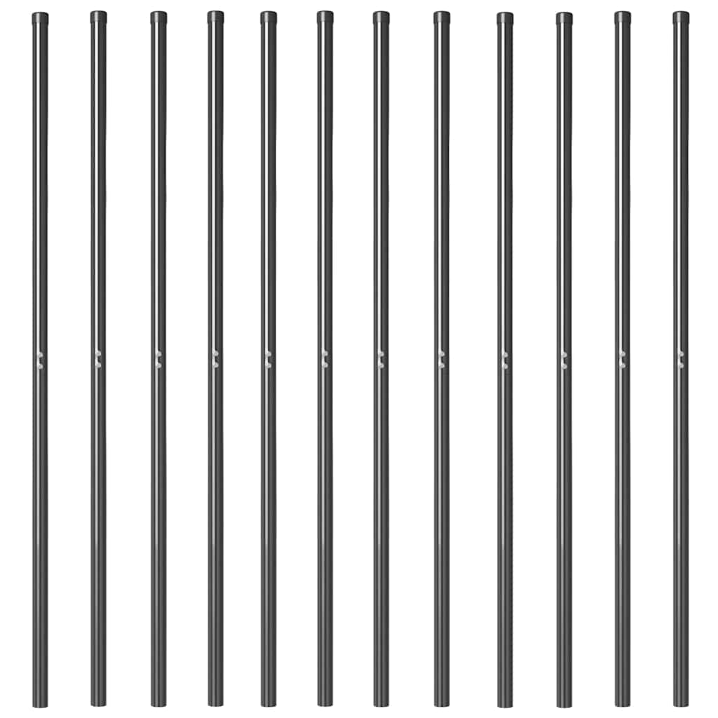 Palo Recinzione Acciaio Verniciato 200 cm - Set 12 Pezzi Grigio