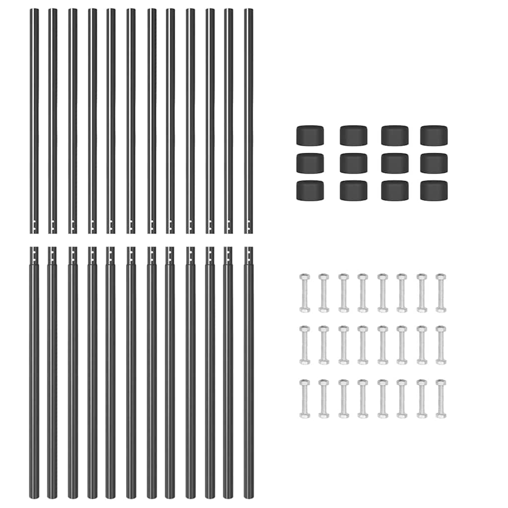 Palo Recinzione Acciaio Verniciato 200 cm - Set 12 Pezzi Grigio
