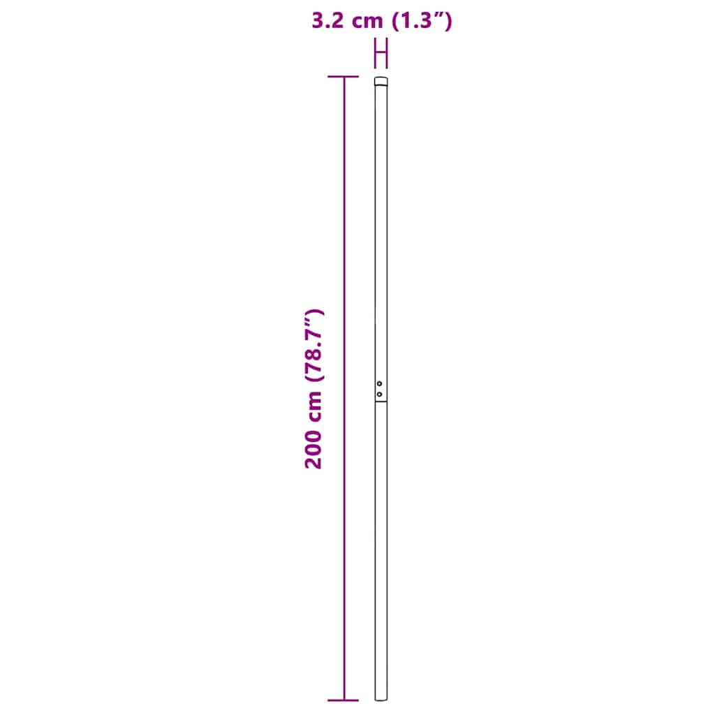 Palo Recinzione Acciaio Verniciato 200 cm - Set 12 Pezzi Grigio