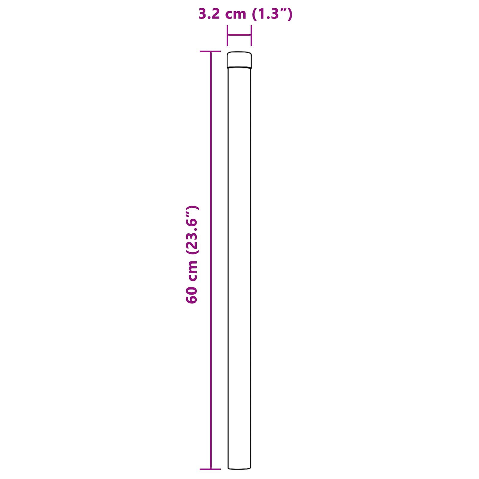 Palo della recinzione 2 pezzi Argento 60 cm