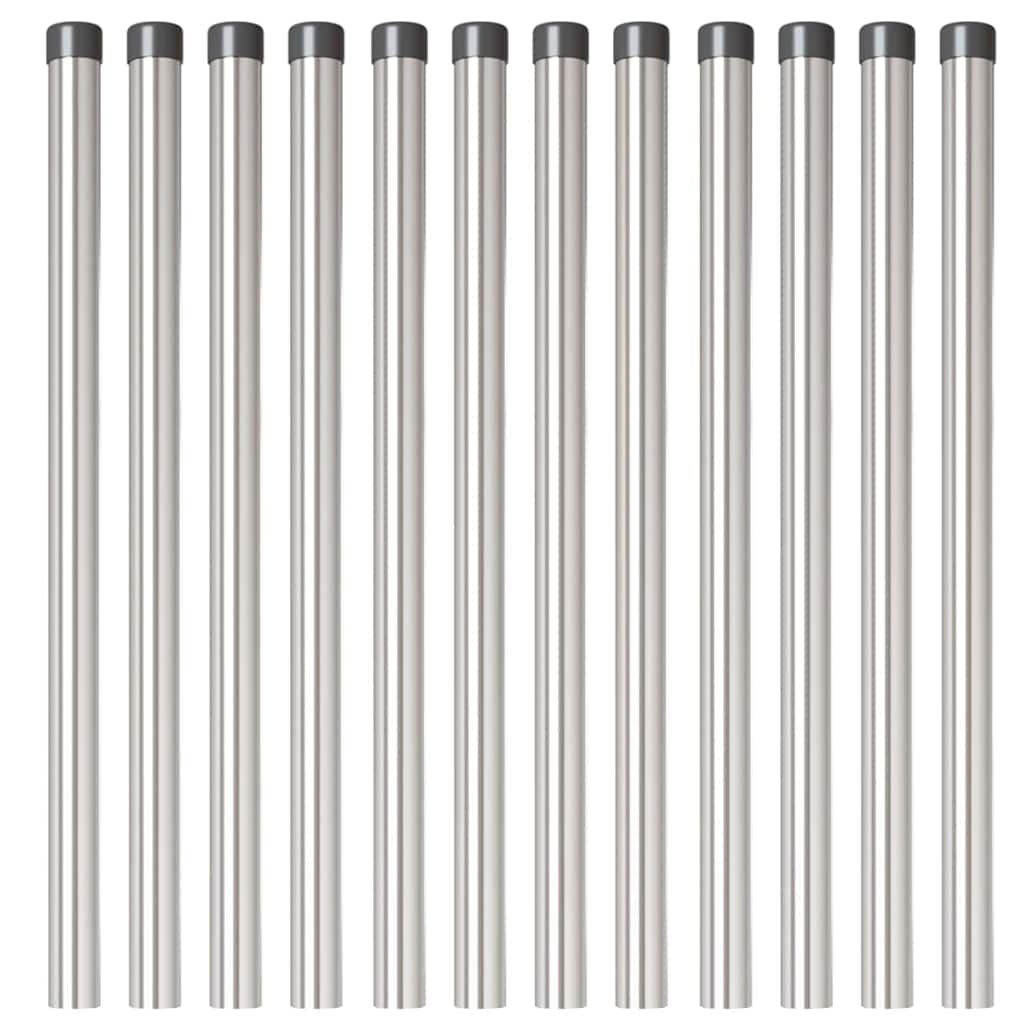 Set 12 Pali Recinzione Argento 60 cm Acciaio Verniciato