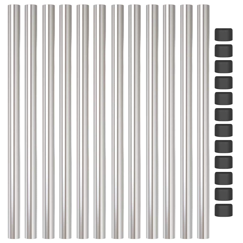 Palo della recinzione 12 pezzi Argento 90 cm