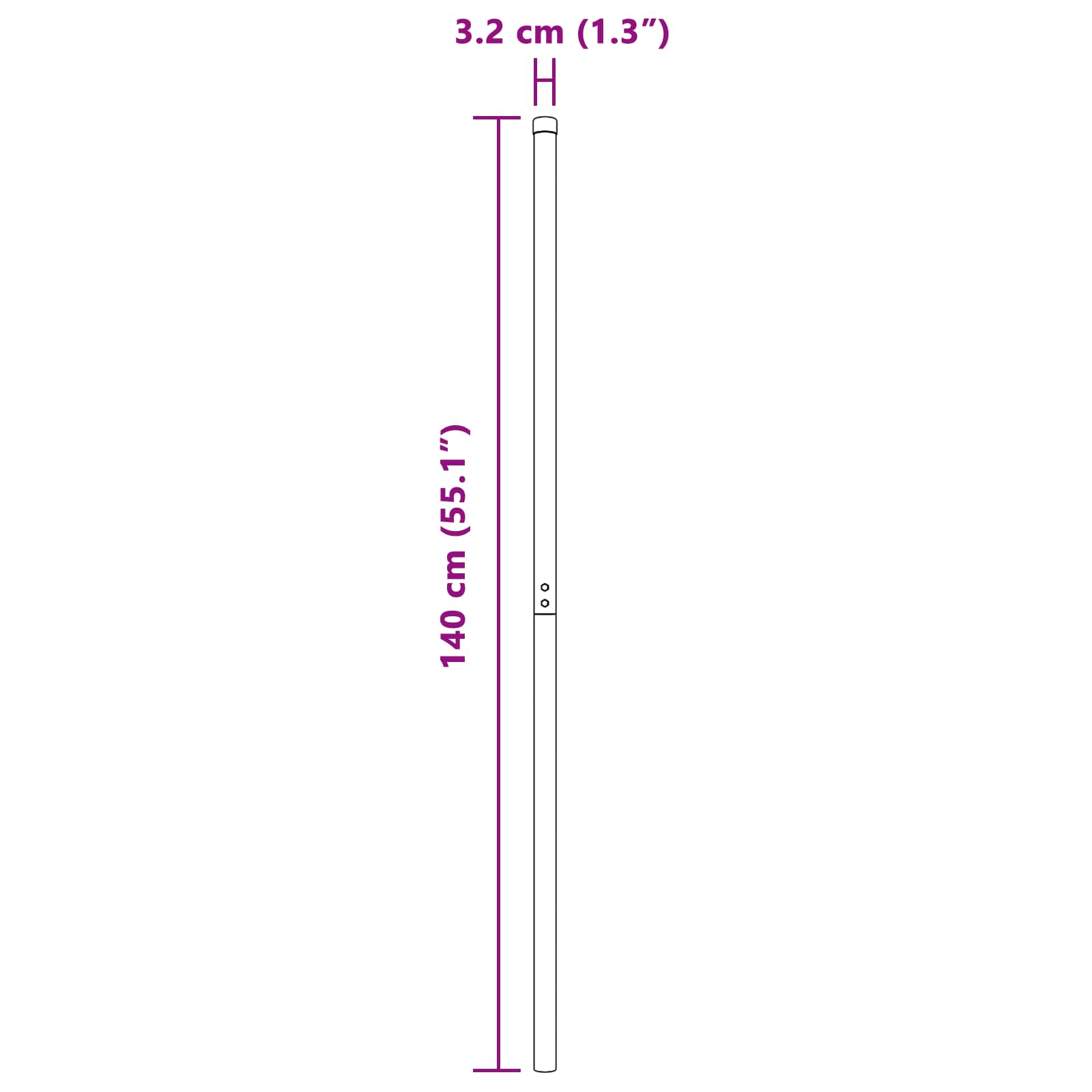 Palo della recinzione in acciaio argento 140 cm - Confezione da 2 pezzi