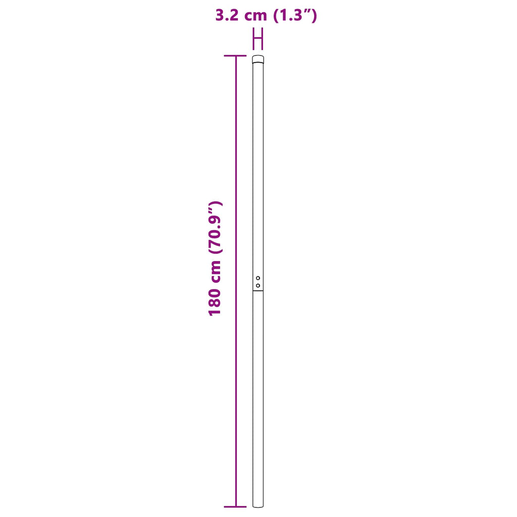 Palo della recinzione in acciaio argento 180 cm - Set 2 pezzi