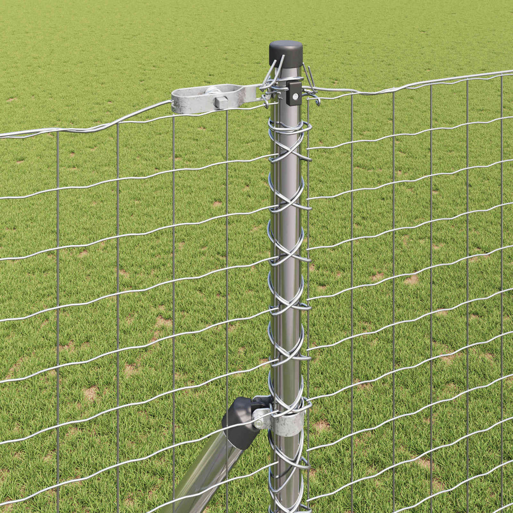 Palo della recinzione 2 pezzi Argento 200 cm - Acciaio verniciato