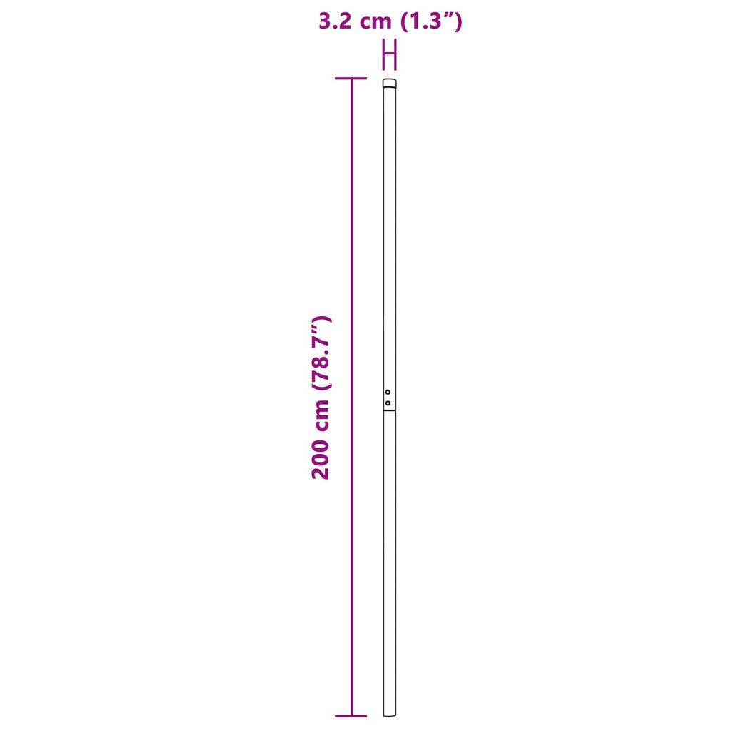 Palo della recinzione 2 pezzi Argento 200 cm - Acciaio verniciato