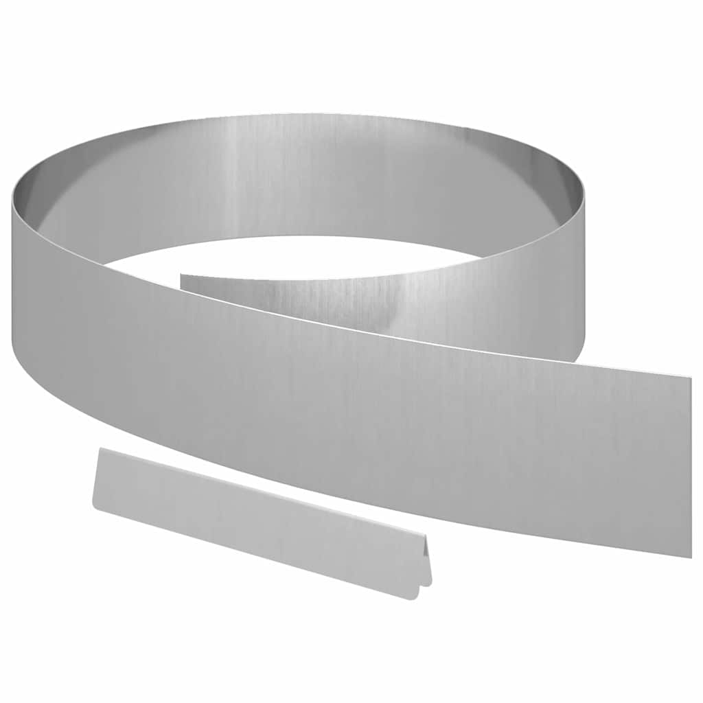 Bordura per Prato 4 pezzi Argento 450 x 15 cm Acciaio Zincato