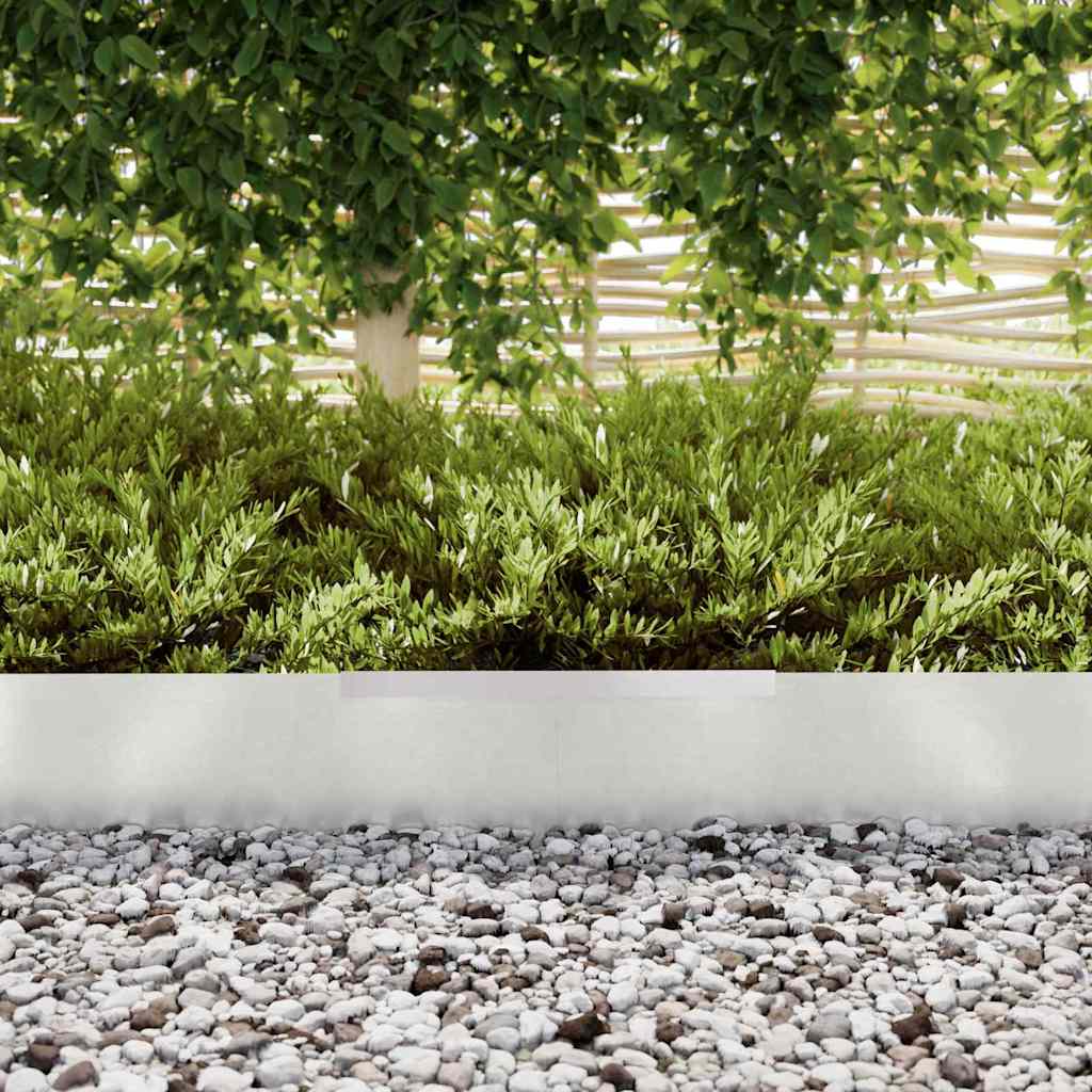 Bordura per Prato 4 pz Argento 450 x 0,05 x 20 cm Acciaio Inossidabile