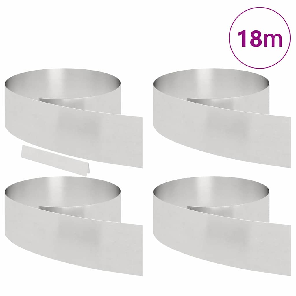 Bordura per Prato 4 pz Argento 450 x 0,05 x 20 cm Acciaio Inossidabile