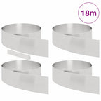 Bordura per Prato 4 pz Argento 450 x 0,05 x 20 cm Acciaio Inossidabile