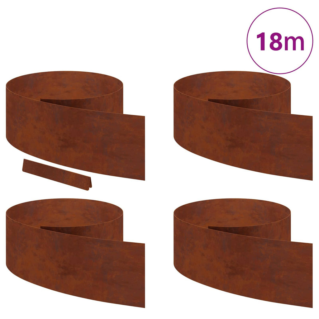Bordura per Prato 4 pezzi Ruggine 450 x 25 cm Acciaio