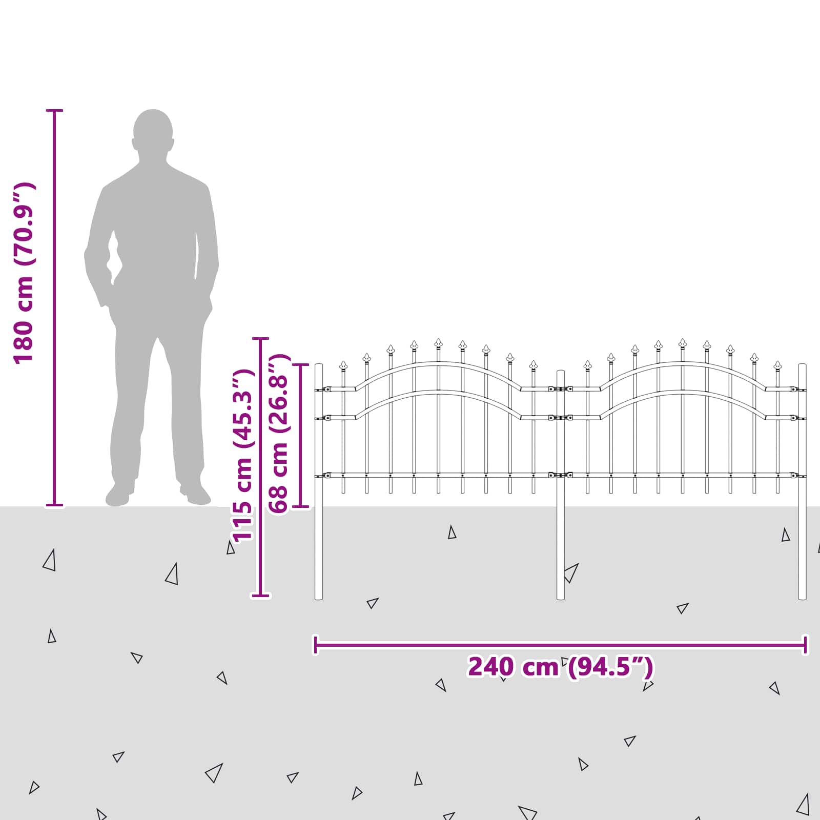 Recinzione per Giardino Woerden Grigio 240 x 115 cm