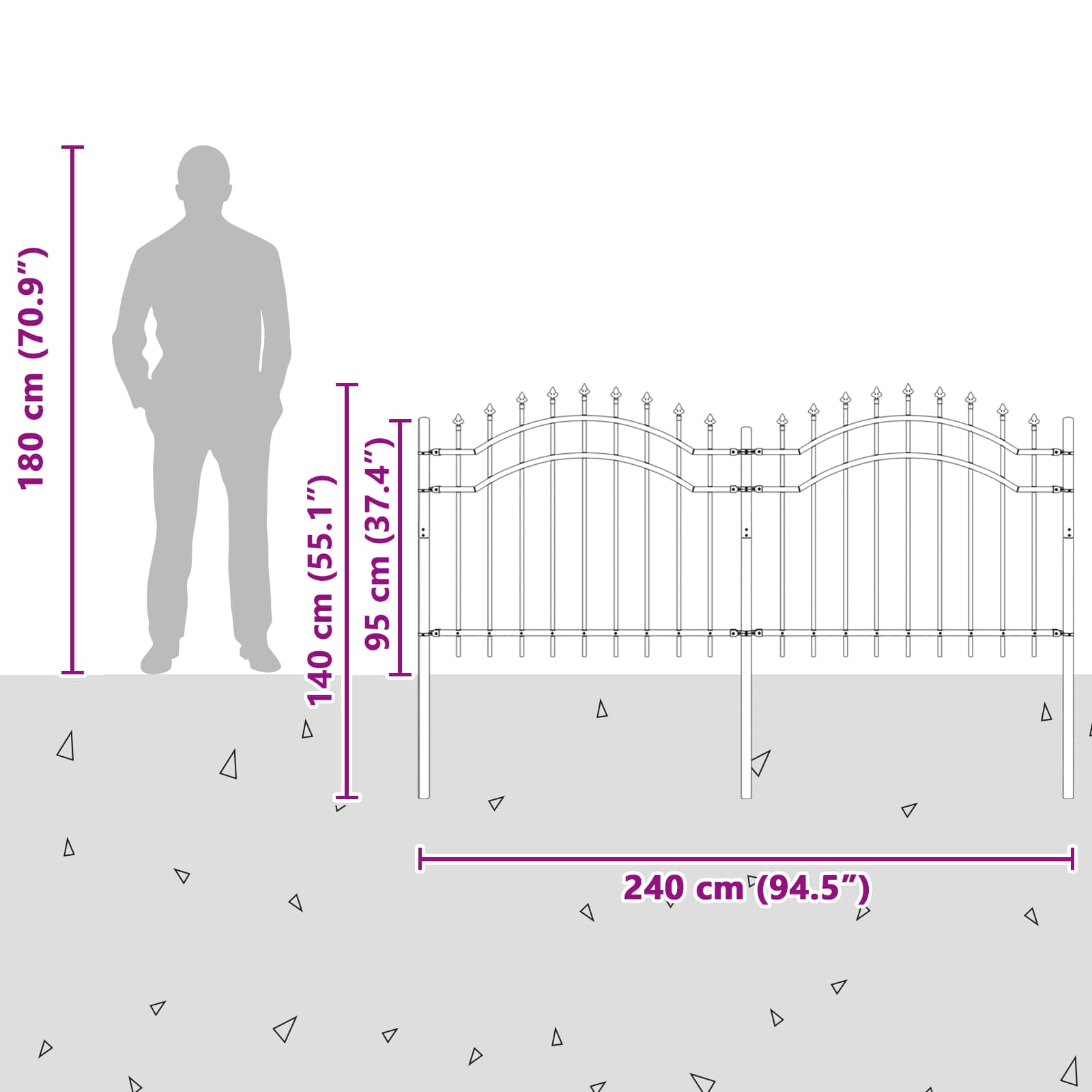 Recinzione per Giardino Woerden Grigio 240 x 140 cm