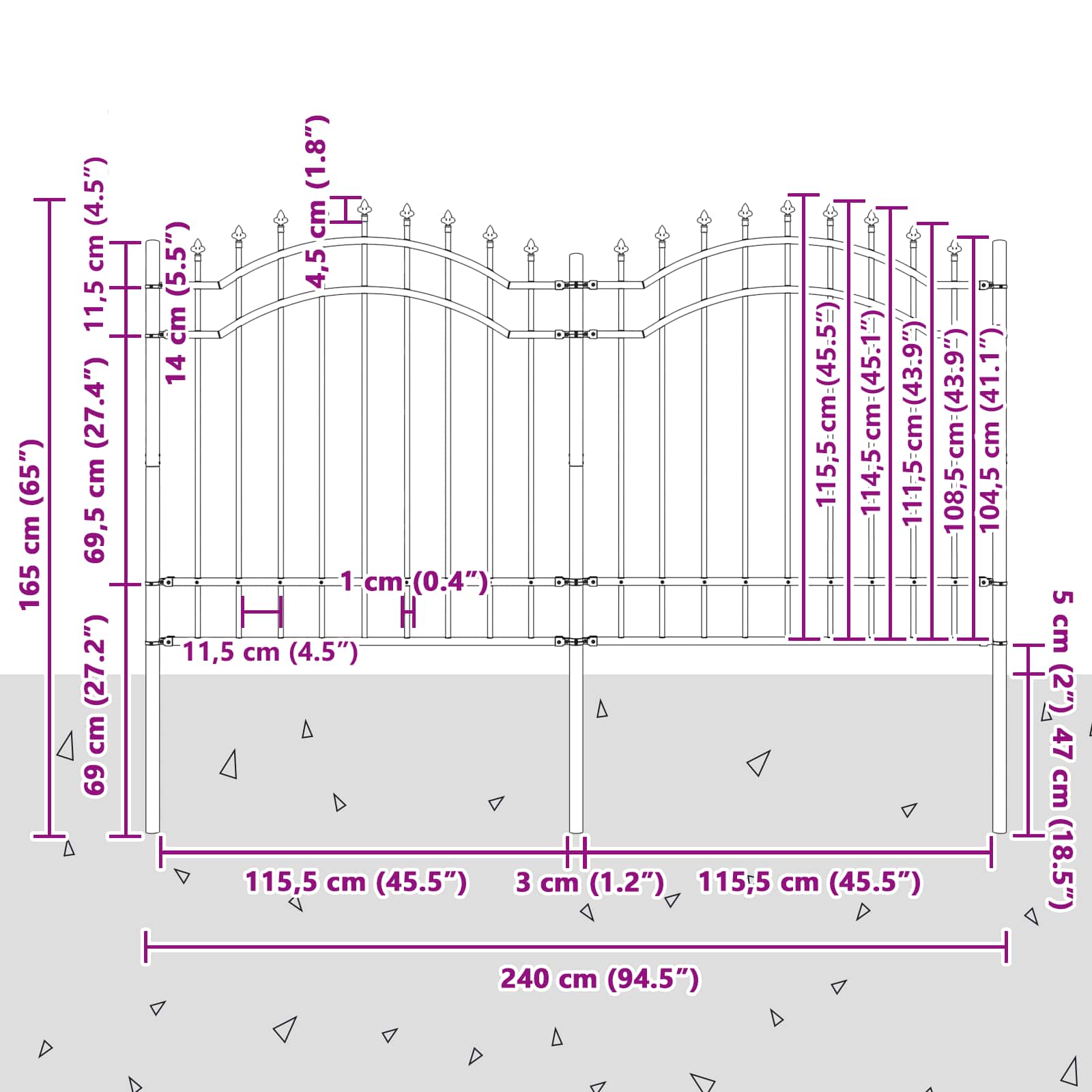 Recinzione per Giardino Woerden Grigio 240 x 165 cm