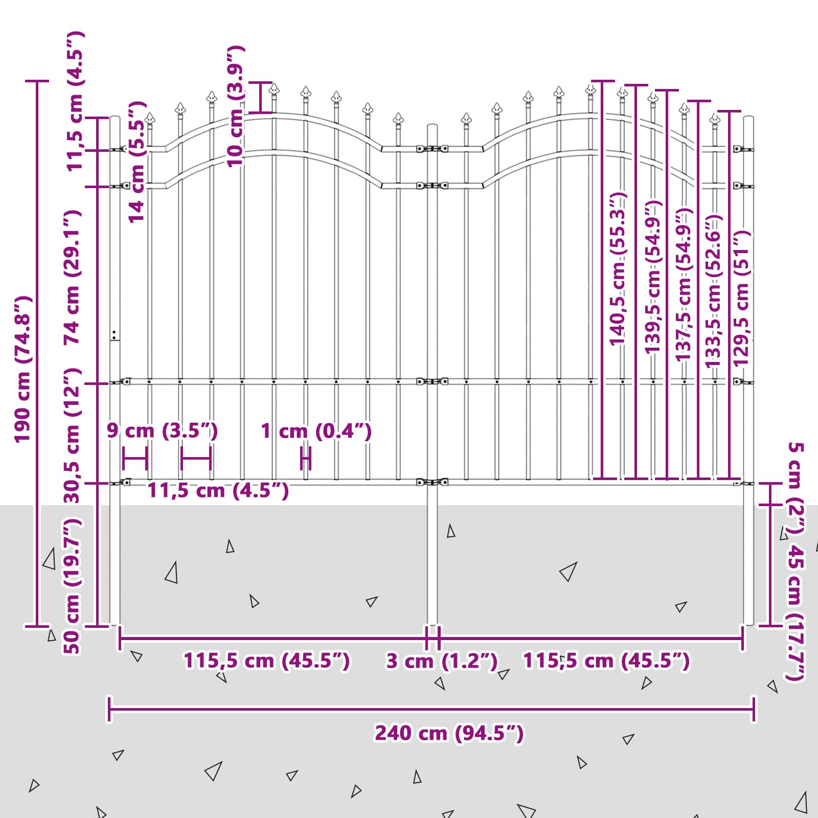 Recinzione per Giardino Woerden Grigio 240 x 190 cm