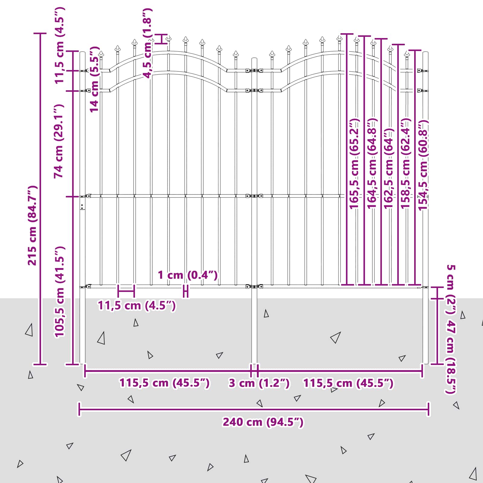 Recinzione per Giardino Woerden Grigio 240 x 215 cm