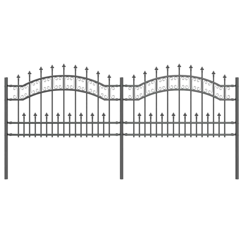 Recinzione da Giardino KAMPEN 240 x 118 cm Acciaio Grigio