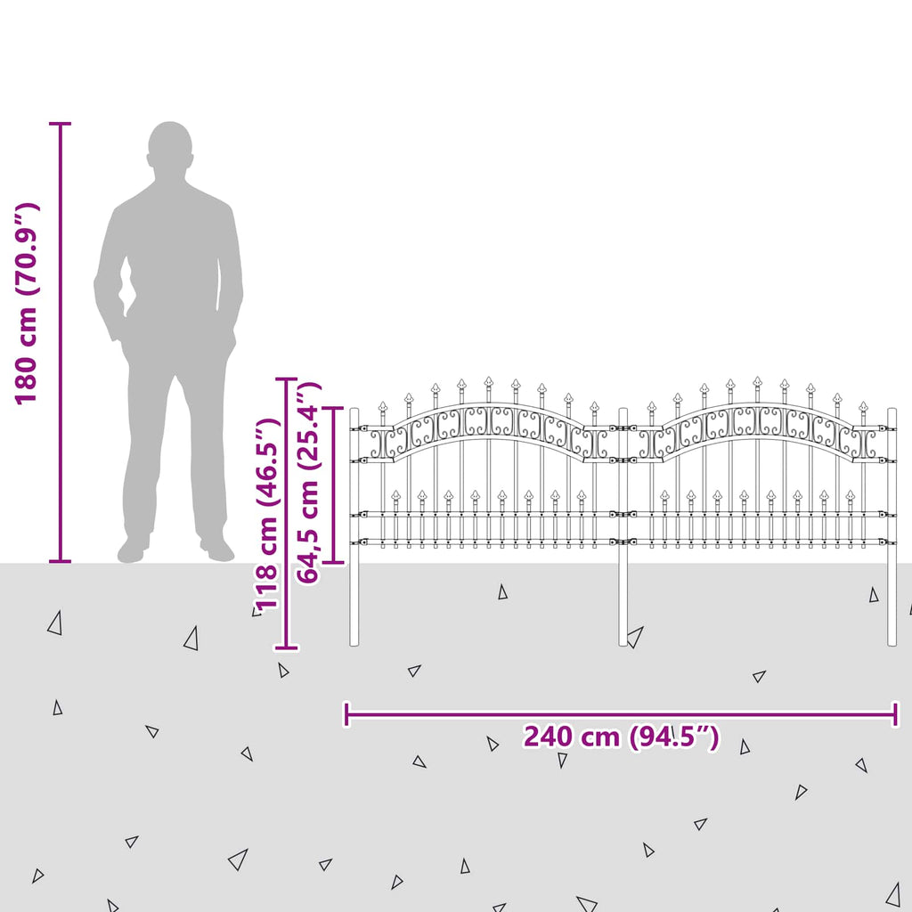 Recinzione da Giardino KAMPEN 240 x 118 cm Acciaio Grigio