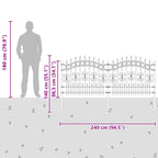 Recinzione da Giardino KAMPEN 240 x 140 cm Acciaio Grigio Mesh