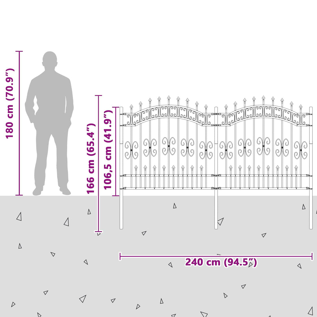 Recinzione da Giardino KAMPEN 240 x 166 cm Acciaio Grigio Mesh