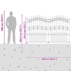 Recinzione da Giardino KAMPEN 240 x 202,5 cm Acciaio Grigio