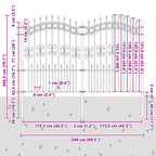 Recinzione da Giardino KAMPEN 240 x 202,5 cm Acciaio Grigio