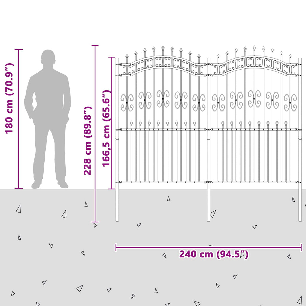 Recinzione per Giardino KAMPEN 240 x 228 cm Acciaio Verniciato Grigio