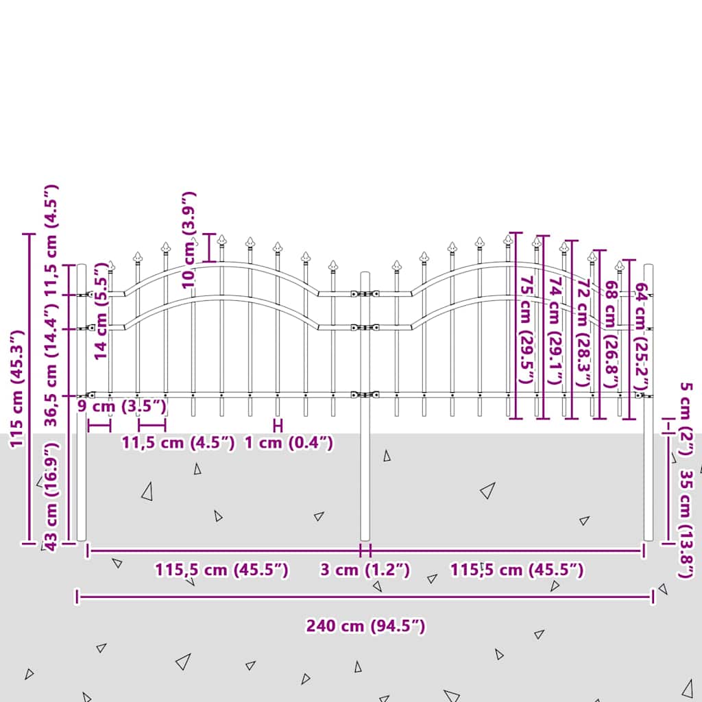 Recinzione da Giardino Woerden Acciaio Bianco 240 x 115 cm