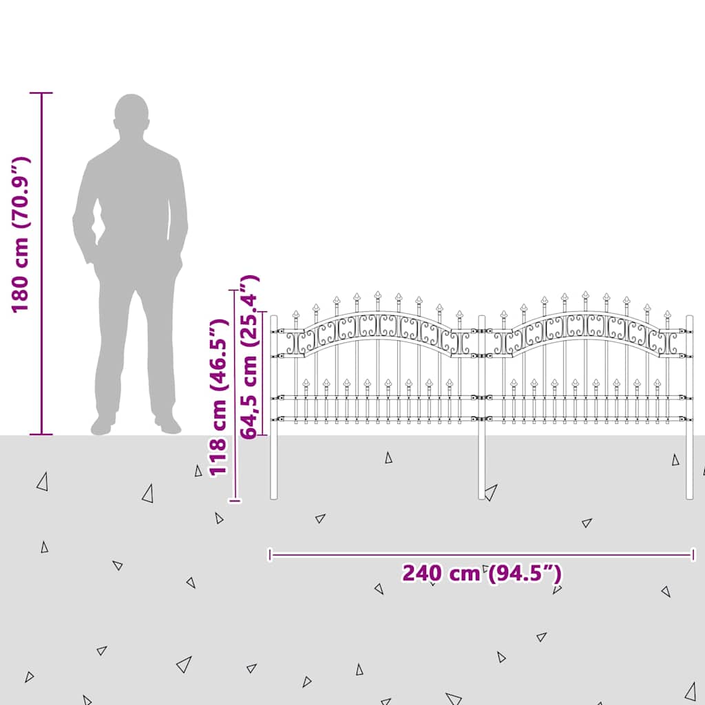 Recinzione da Giardino KAMPEN 240 x 118 cm Acciaio Verniciato Bianco
