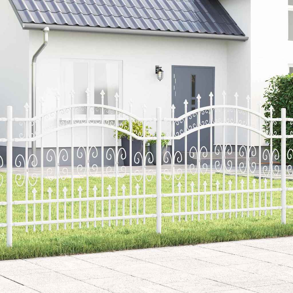 Recinzione da Giardino KAMPEN 240 x 140 cm Acciaio Verniciato Bianco