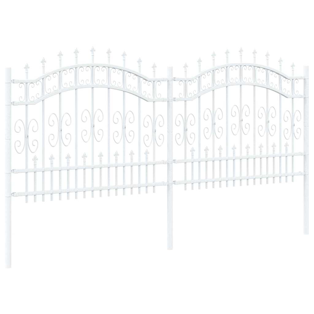 Recinzione da Giardino KAMPEN 240 x 140 cm Acciaio Verniciato Bianco