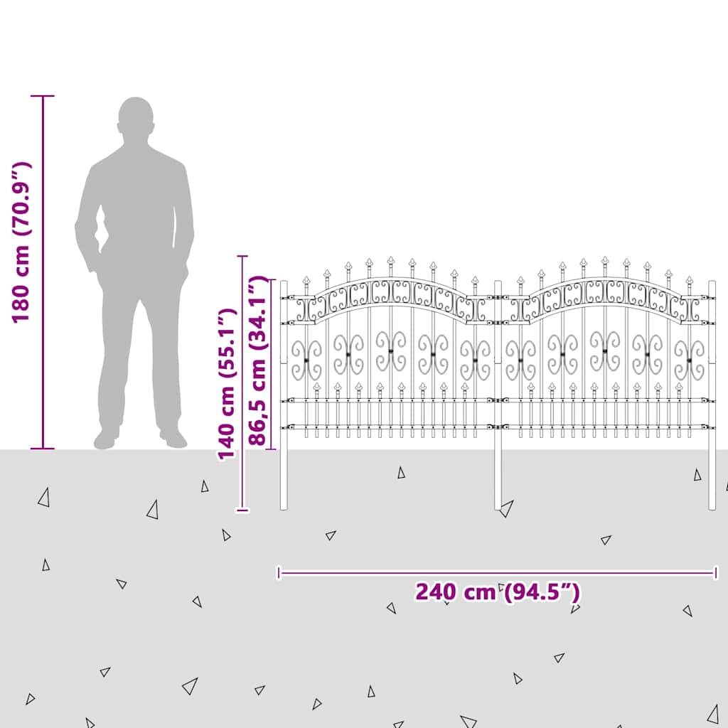 Recinzione da Giardino KAMPEN 240 x 140 cm Acciaio Verniciato Bianco