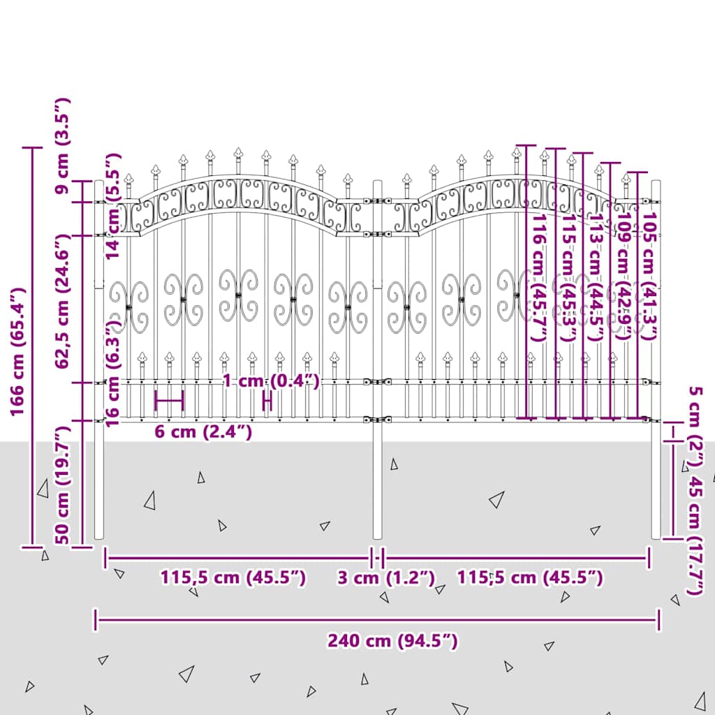 Recinzione da Giardino KAMPEN 240 x 166 cm Mesh Acciaio Bianco