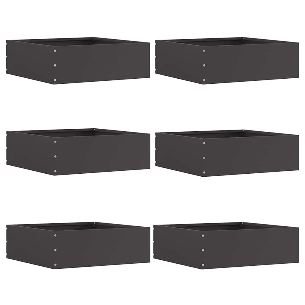 Bordura per Prato 6 pezzi Nero 40 x 40 x 13 cm Acciaio