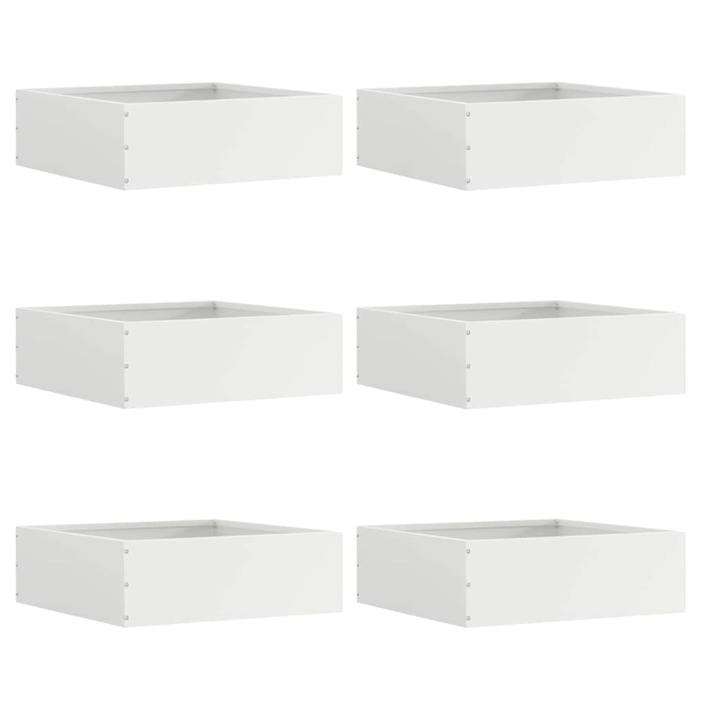 Bordura per Prato 6 pezzi Bianco 40 x 40 x 13 cm Acciaio