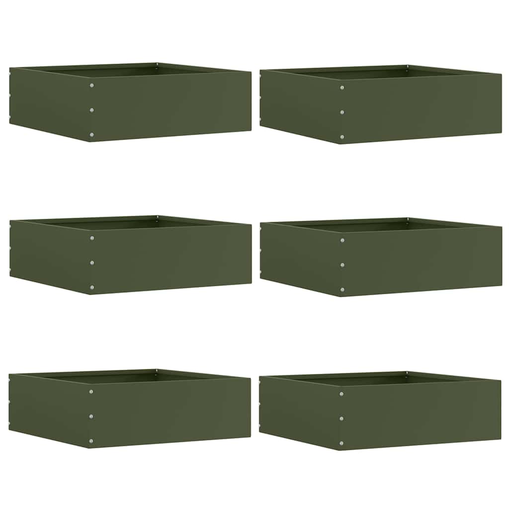 Bordura per Prato 6 pezzi Verde oliva 40 x 40 x 13 cm Acciaio