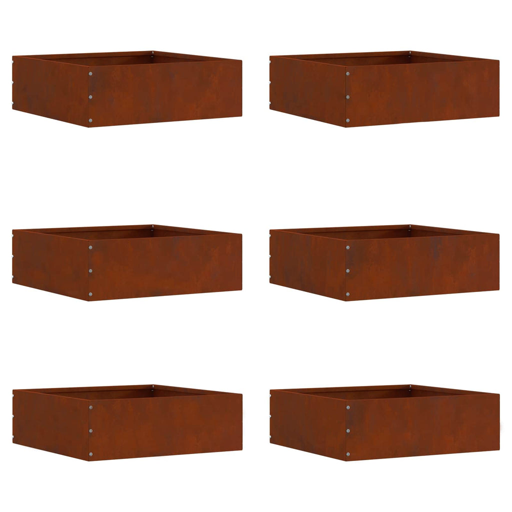 Bordura per Prato 6 pcs Acciaio Ruggine 40 x 40 x 13 cm