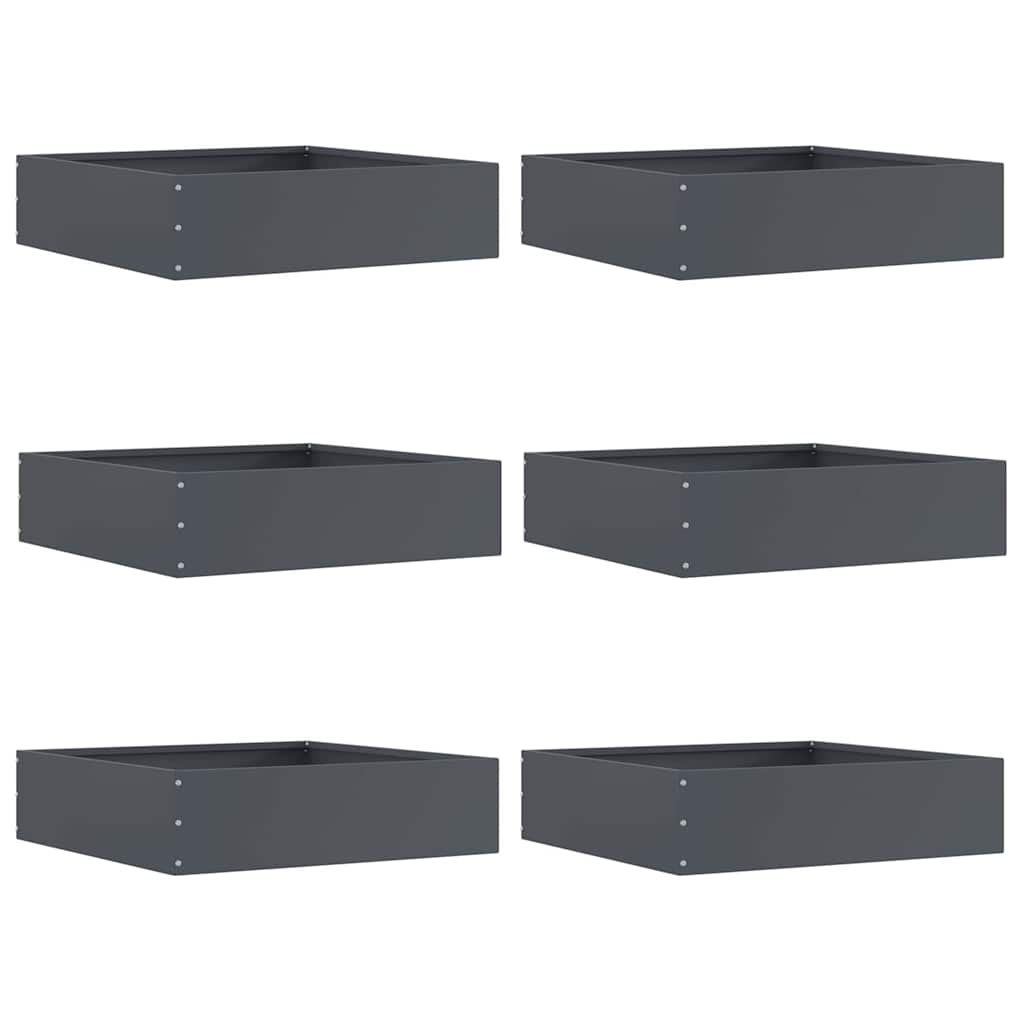 Bordura per Prato 6 pcs Antracite 50 x 50 x 13 cm Acciaio