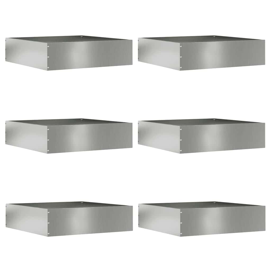 Bordura per Prato 6 pcs Argento 50 x 50 x 13 cm Acciaio zincato