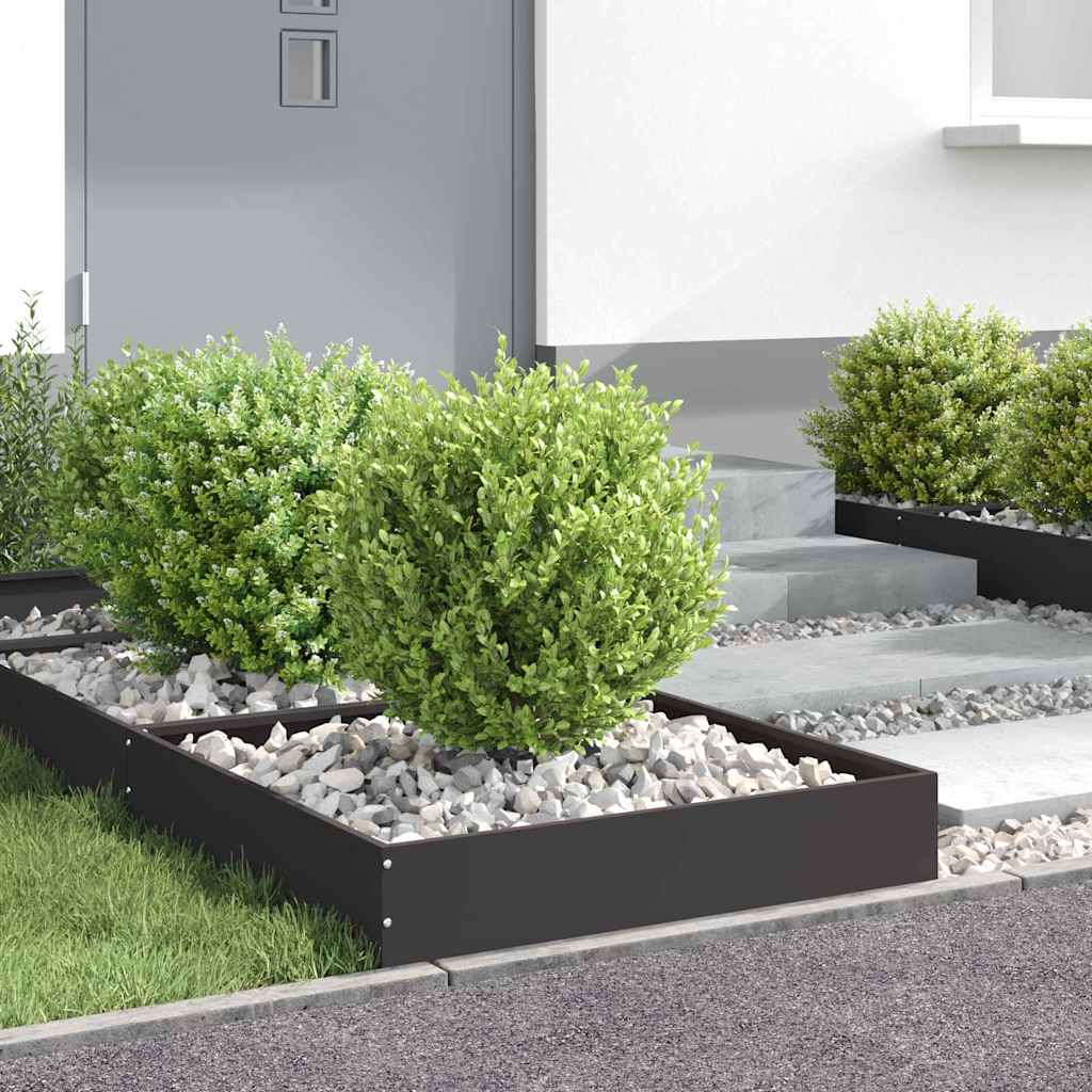 Bordura per Prato 6 pz Nero 60 x 60 x 13 cm Acciaio