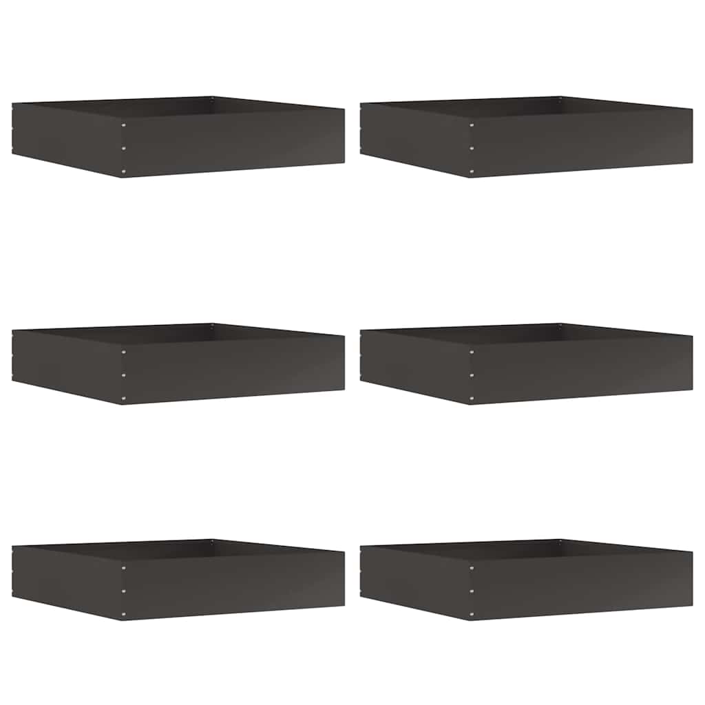 Bordura per Prato 6 pz Nero 60 x 60 x 13 cm Acciaio