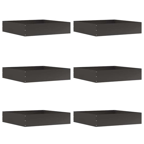 Bordura per Prato 6 pz Nero 60 x 60 x 13 cm Acciaio