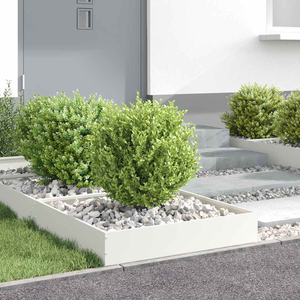 Bordura per Prato 6 pcs Bianco 60 x 60 x 13 cm Acciaio