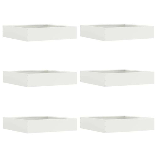 Bordura per Prato 6 pcs Bianco 60 x 60 x 13 cm Acciaio