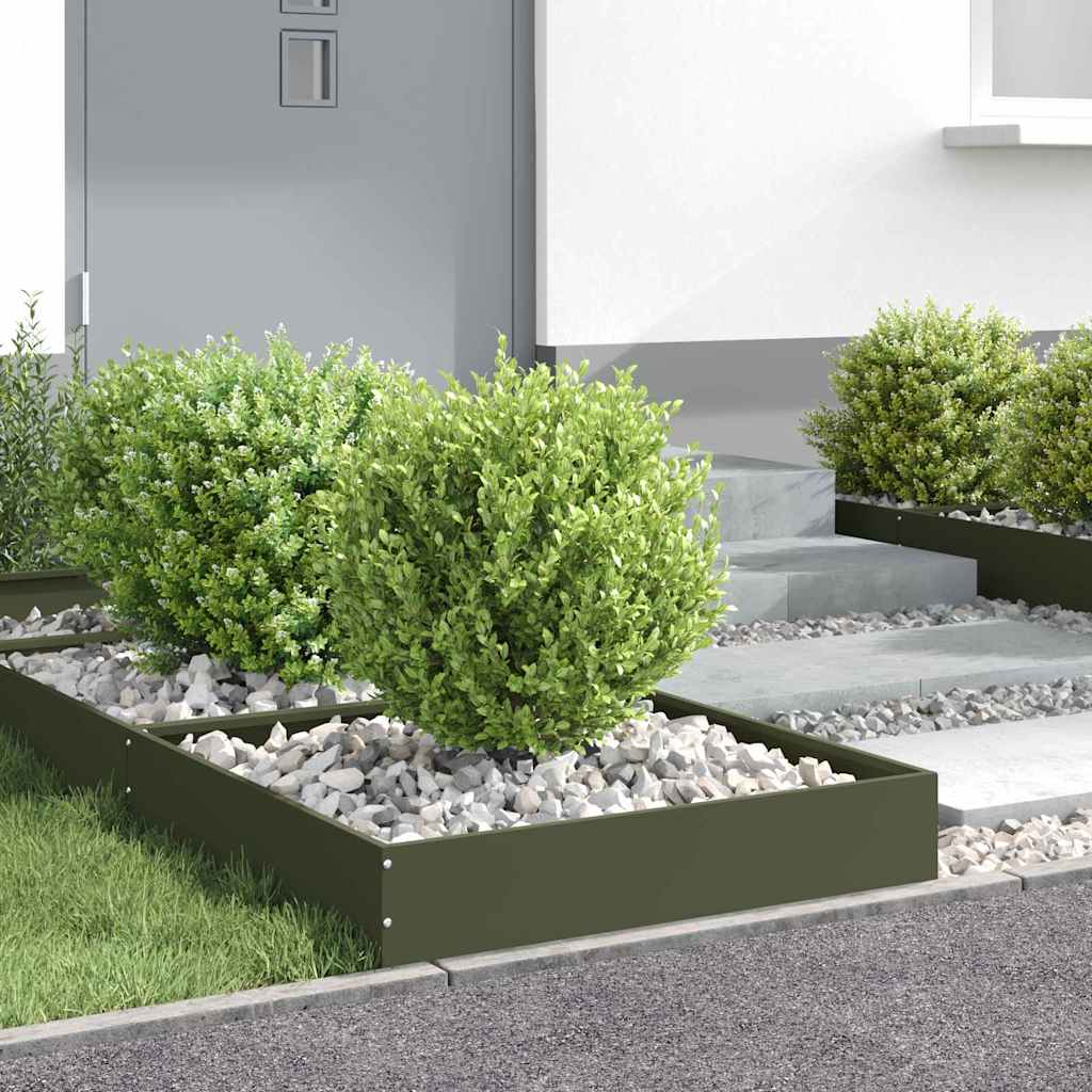 Bordura per Prato 6 pezzi Verde oliva 60 x 60 x 13 cm Acciaio