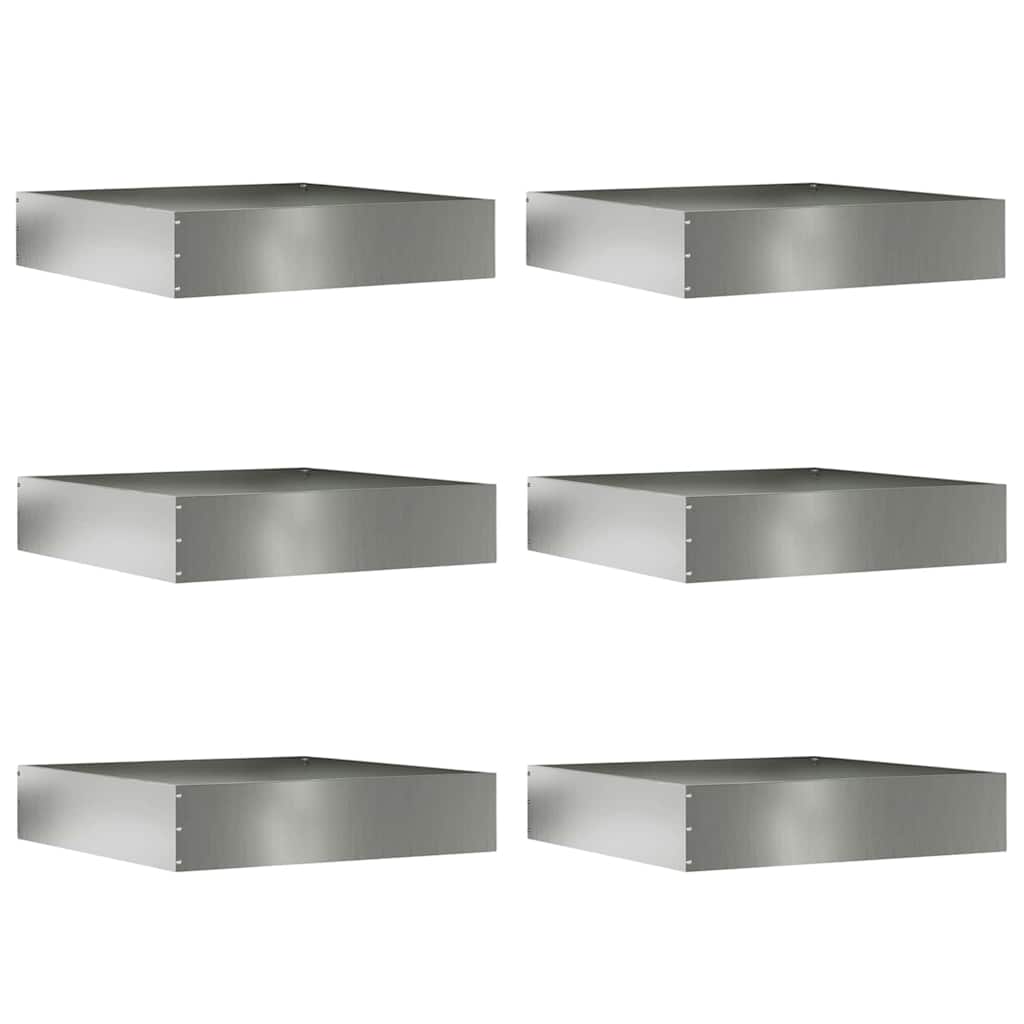 Bordura per Prato 6 pezzi Argento 60 x 60 x 13 cm Acciaio Zincato