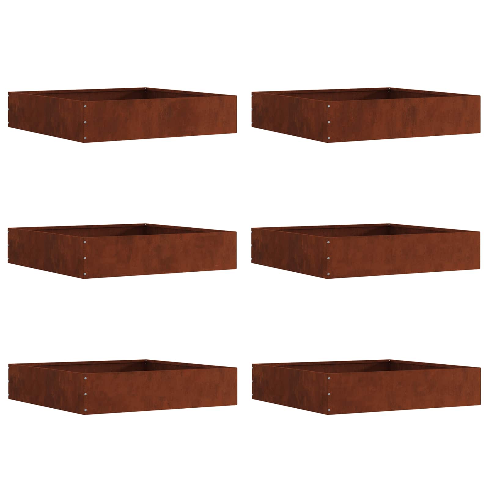 Bordura per Prato 6 pz Ruggine 60 x 60 x 13 cm
