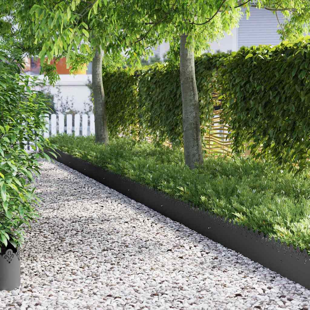 Bordure per prato 10 pz Nero 103 x 0,05 x 22 cm Acciaio